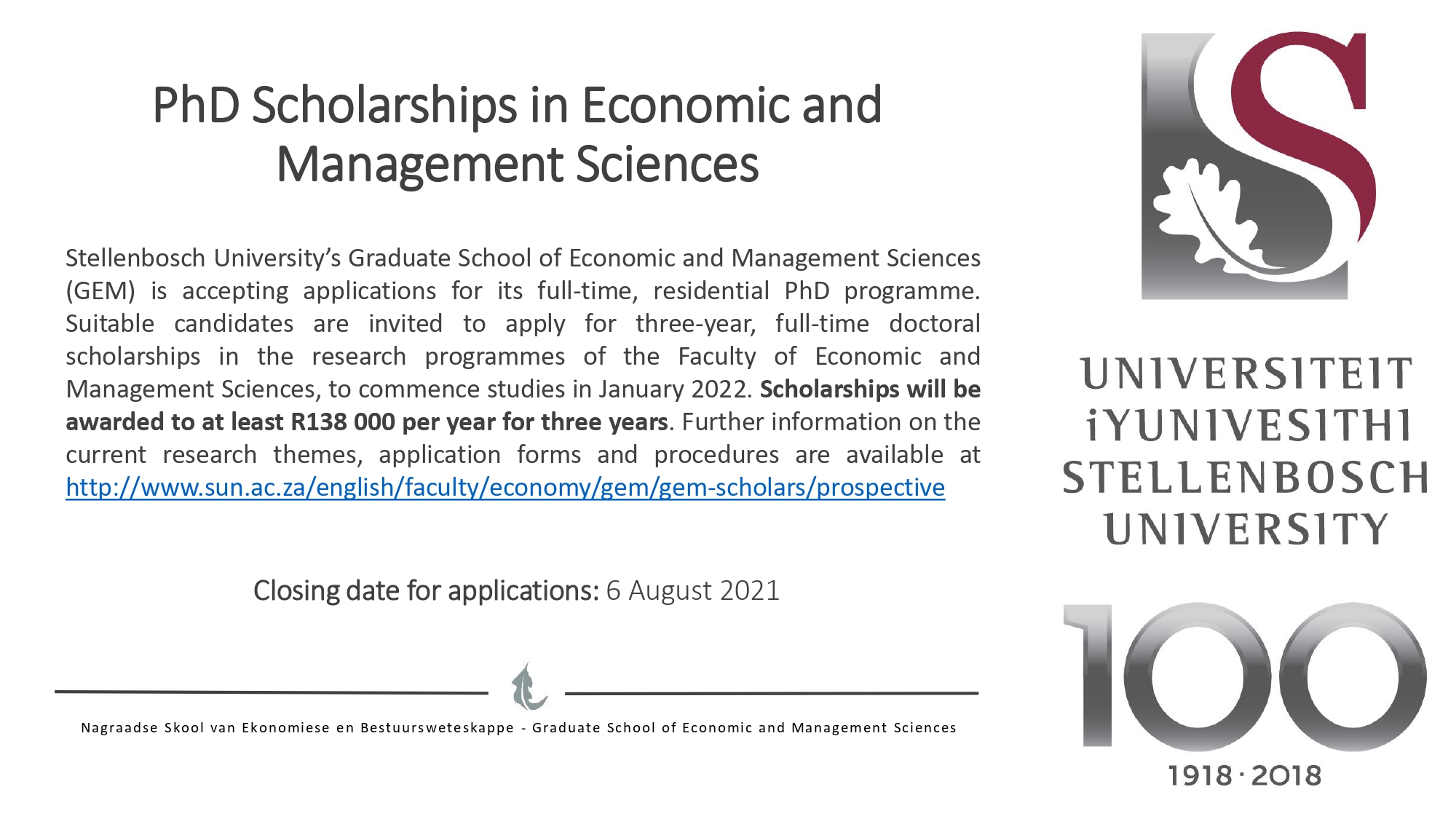 phd in management sciences scholarships